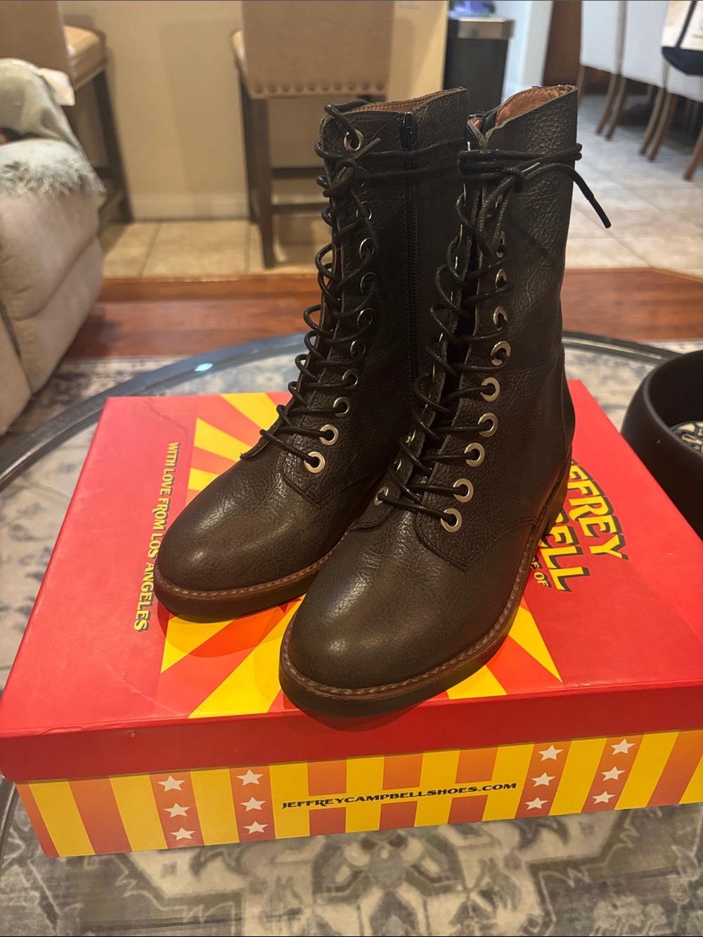 Jeffrey Campbell Dark Brown Lace-Up Leather Boots